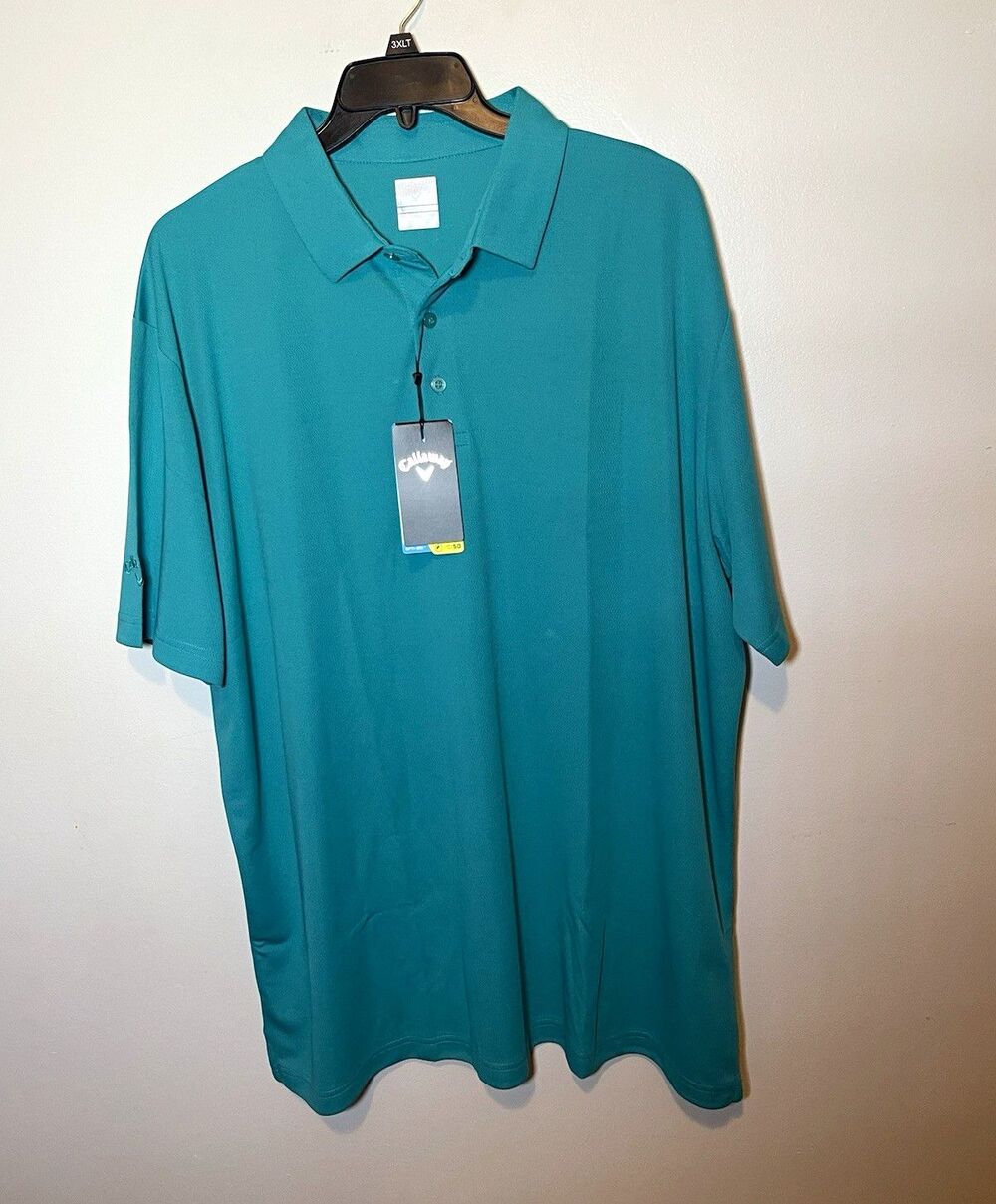Callaway Opti-Dri Golf Polo Shirt Mens 2XL Big & Tall Teal UV Solid Short Sleeve